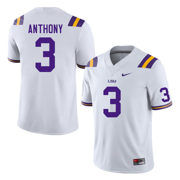 Men #3 Andre Anthony LSU Tigers College Football Jerseys Sale-White - Click Image to Close